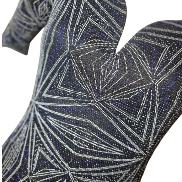 IRIS Black Shimmer Iridescent Mini Bodycon Club Dress sz M - Picture 3 of 11